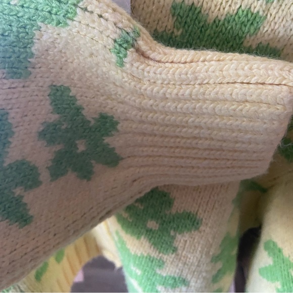 🔖 S ZARA Floral Jacquard Knit Retro Pop Flower Chunky Knit Cardigan Yellow - Picture 10 of 13